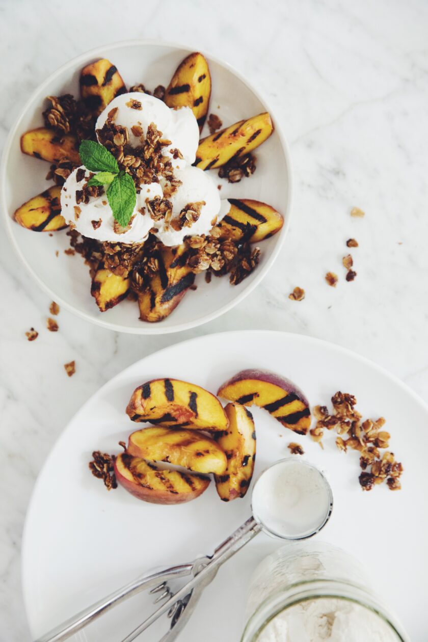 grilled peaches vegan recipe