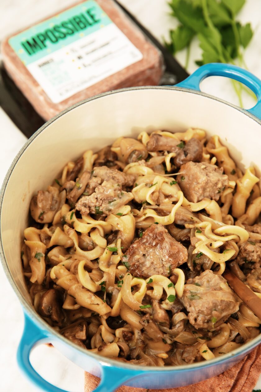 one pot Impossible beef stroganoff
