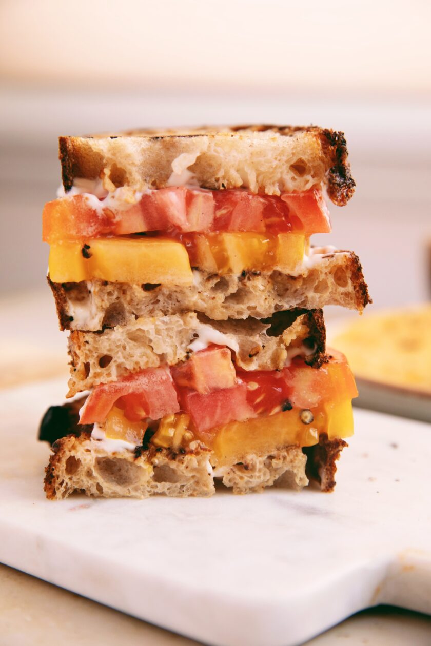 the best tomato sandwich with miso butter
